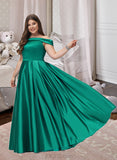 Ciara Ball-Gown/Princess Off-the-Shoulder Floor-Length Satin Prom Dresses With Split Front Pockets UKP0014122