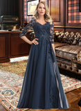 Leyla A-Line V-neck Floor-Length Chiffon Prom Dresses With Sequins UKP0014126