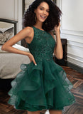 Olympia Ball-Gown/Princess Scoop Neck Short/Mini Tulle Prom Dresses With Sequins UKP0014133