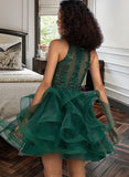 Olympia Ball-Gown/Princess Scoop Neck Short/Mini Tulle Prom Dresses With Sequins UKP0014133