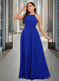 Patti A-Line Scoop Neck Floor-Length Chiffon Prom Dresses With Split Front UKP0014134