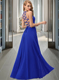 Patti A-Line Scoop Neck Floor-Length Chiffon Prom Dresses With Split Front UKP0014134