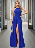 Patti A-Line Scoop Neck Floor-Length Chiffon Prom Dresses With Split Front UKP0014134