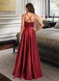 Gwendolyn A-line Halter Floor-Length Satin Prom Dresses UKP0014135