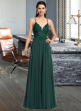 Setlla A-line V-Neck Floor-Length Chiffon Prom Dresses With Beading Sequins UKP0014147