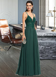 Setlla A-line V-Neck Floor-Length Chiffon Prom Dresses With Beading Sequins UKP0014147