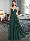 Setlla A-line V-Neck Floor-Length Chiffon Prom Dresses With Beading Sequins UKP0014147