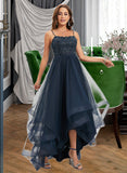 Kristina Ball-Gown/Princess Scoop Neck Asymmetrical Tulle Prom Dresses With Lace Sequins UKP0014148