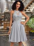 Sara A-Line Scoop Neck Knee-Length Chiffon Prom Dresses With Sequins UKP0014158