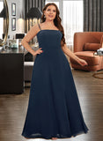 Carleigh A-Line Square Neckline Floor-Length Chiffon Prom Dresses With Split Front UKP0014160