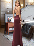 Frances Sheath/Column Square Neckline Floor-Length Satin Prom Dresses With Split Front UKP0014167