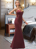 Frances Sheath/Column Square Neckline Floor-Length Satin Prom Dresses With Split Front UKP0014167