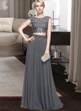 Addyson A-Line Scoop Neck Floor-Length Chiffon Prom Dresses With Beading Sequins UKP0014178