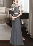 Addyson A-Line Scoop Neck Floor-Length Chiffon Prom Dresses With Beading Sequins UKP0014178