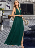 Luna A-Line V-neck Floor-Length Chiffon Prom Dresses With Split Front UKP0014184