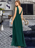 Luna A-Line V-neck Floor-Length Chiffon Prom Dresses With Split Front UKP0014184