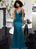 Madeline Trumpet/Mermaid V-neck Sweep Train Prom Dresses UKP0014185