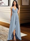 Audrina A-Line V-neck Asymmetrical Prom Dresses UKP0014187