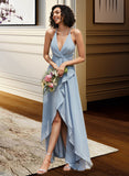 Audrina A-Line V-neck Asymmetrical Prom Dresses UKP0014187