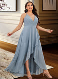 Audrina A-Line V-neck Asymmetrical Prom Dresses UKP0014187