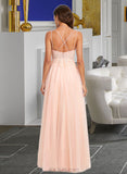 Chanel Ball-Gown/Princess V-neck Floor-Length Tulle Prom Dresses With Lace Beading Sequins UKP0014194