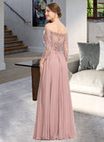 Selena Ball-Gown/Princess Off-the-Shoulder Floor-Length Chiffon Prom Dresses With Sequins Pleated UKP0014195