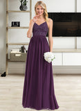 Peggie A-line V-Neck Floor-Length Chiffon Lace Prom Dresses With Beading Sequins UKP0014197