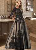 Bryanna Ball-Gown/Princess Scoop Neck Floor-Length Tulle Prom Dresses With Beading UKP0014199