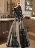 Bryanna Ball-Gown/Princess Scoop Neck Floor-Length Tulle Prom Dresses With Beading UKP0014199