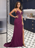 Laura Trumpet/Mermaid V-neck Sweep Train Jersey Prom Dresses With Beading Sequins UKP0014203