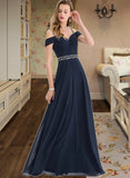 Kaydence A-Line Sweetheart Floor-Length Chiffon Prom Dresses With Beading Sequins UKP0014207