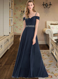 Kaydence A-Line Sweetheart Floor-Length Chiffon Prom Dresses With Beading Sequins UKP0014207