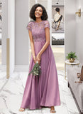 Isabela A-Line Scoop Neck Floor-Length Chiffon Lace Prom Dresses With Pockets UKP0014213