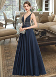 Alexandra Ball-Gown/Princess V-Neck Floor-Length Satin Prom Dresses With Beading Sequins UKP0014216