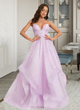 Savanah Ball-Gown/Princess V-Neck Sweep Train Organza Prom Dresses UKP0014226