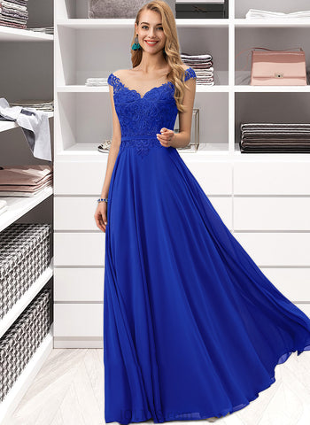 Kinley A-Line Scoop Neck Floor-Length Chiffon Prom Dresses With Lace Sequins UKP0014229