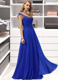 Kinley A-Line Scoop Neck Floor-Length Chiffon Prom Dresses With Lace Sequins UKP0014229