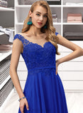 Kinley A-Line Scoop Neck Floor-Length Chiffon Prom Dresses With Lace Sequins UKP0014229