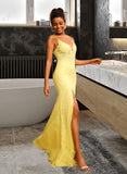 Aiyana Sheath/Column V-neck Floor-Length Lace Prom Dresses With Beading UKP0014234