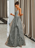 Kaylah Ball-Gown/Princess V-neck Floor-Length Tulle Prom Dresses UKP0014235