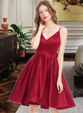 Brynn A-Line V-neck Knee-Length Satin Prom Dresses UKP0014244