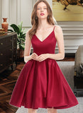 Brynn A-Line V-neck Knee-Length Satin Prom Dresses UKP0014244