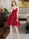 Brynn A-Line V-neck Knee-Length Satin Prom Dresses UKP0014244