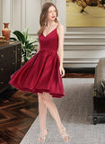 Brynn A-Line V-neck Knee-Length Satin Prom Dresses UKP0014244