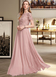 Kylee A-Line Scoop Neck Floor-Length Chiffon Prom Dresses With Sequins UKP0014255