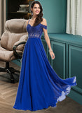 Annika A-Line Sweetheart Off-the-Shoulder Floor-Length Chiffon Prom Dresses With Beading Sequins UKP0014261