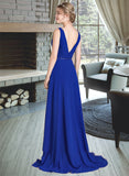 Gill A-Line V-neck Asymmetrical Chiffon Prom Dresses With Ruffle Beading Sequins UKP0014274