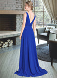 Gill A-Line V-neck Asymmetrical Chiffon Prom Dresses With Ruffle Beading Sequins UKP0014274