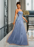 Haven Ball-Gown/Princess Square Neckline Floor-Length Tulle Prom Dresses With Sequins Split Front UKP0014276