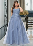 Haven Ball-Gown/Princess Square Neckline Floor-Length Tulle Prom Dresses With Sequins Split Front UKP0014276